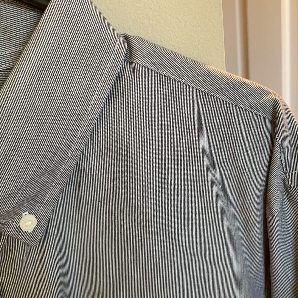 Croft & Barrow classic fit blue thin striped dress shirt - Picture 3 of 6